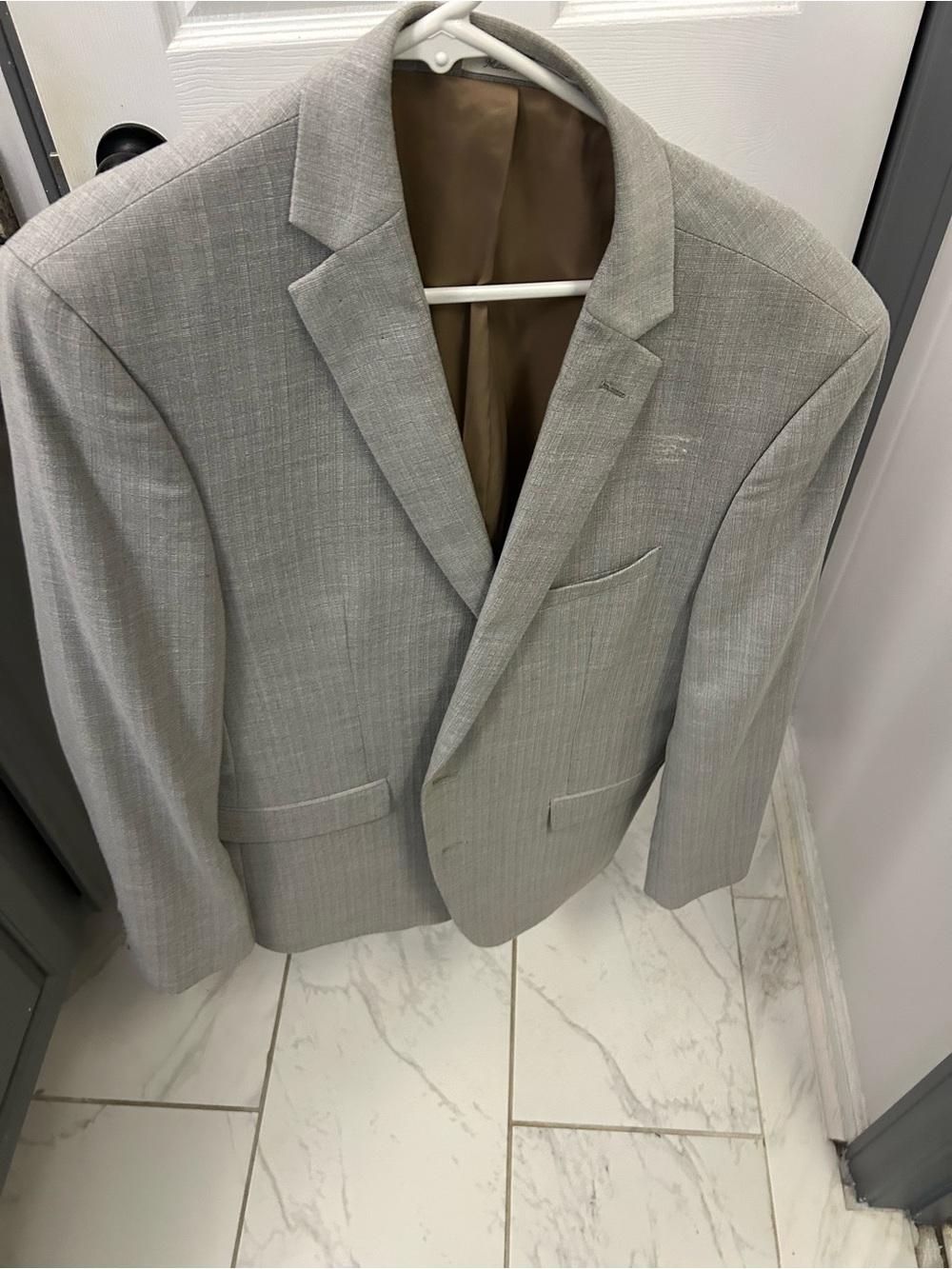 VAN HEUSEN Men's Light Gray Blazer - Classic Single-Breasted Suit Jacket